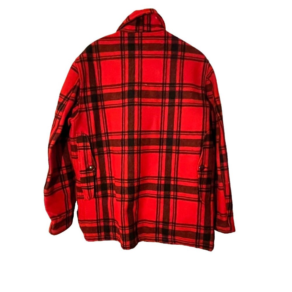 Vtg Woolrich Men's 40s 50s Red Wool Plaid Mackina… - image 2